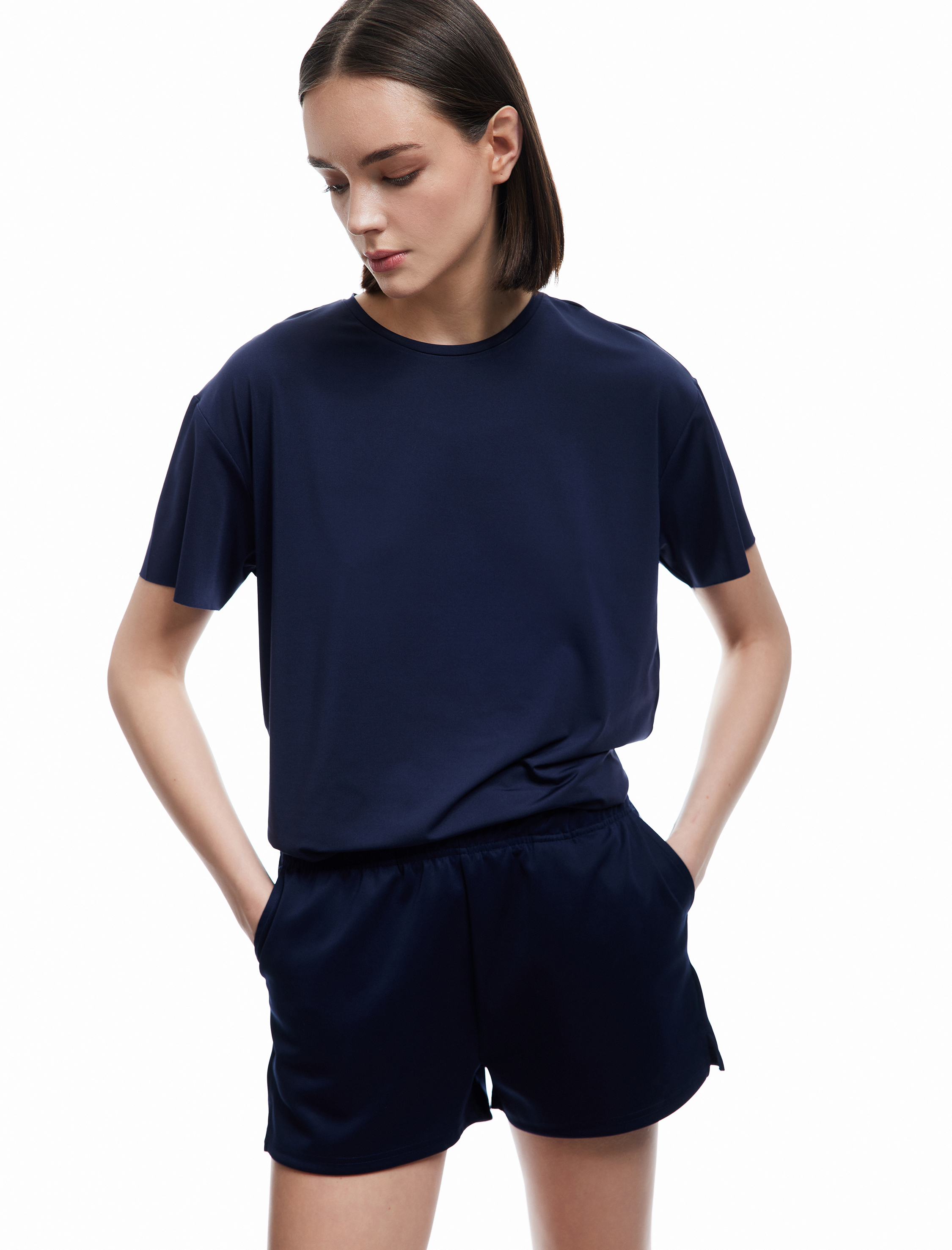   Rahat Kalıp Kısa Kollu Bisiklet Yaka Spor Tişört