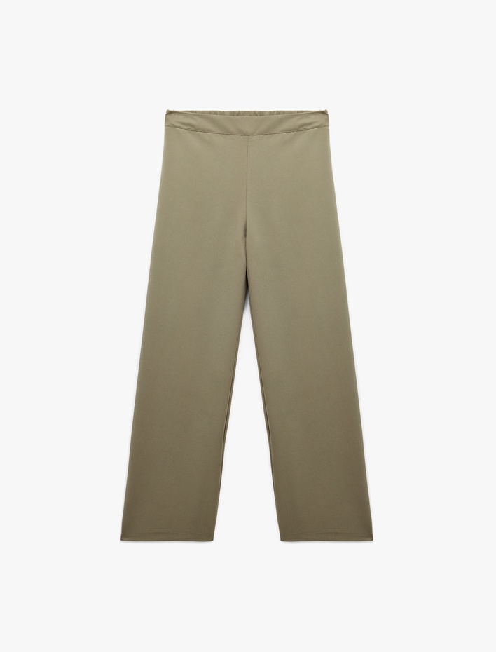  Modal Cupro Kumaş Yüksek Bel Geniş Paça Pantolon