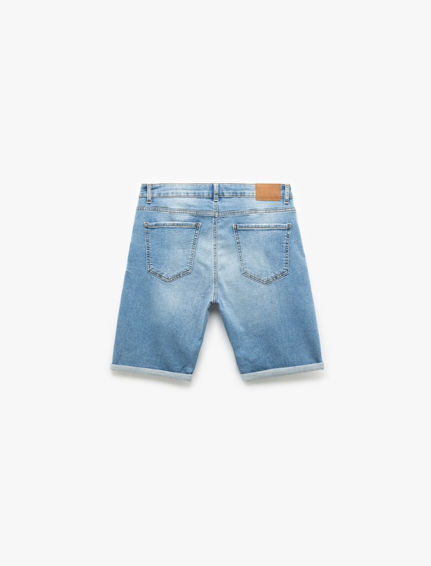 Oversize Kot Şort Bermuda Cep Detaylı Pamuklu_4