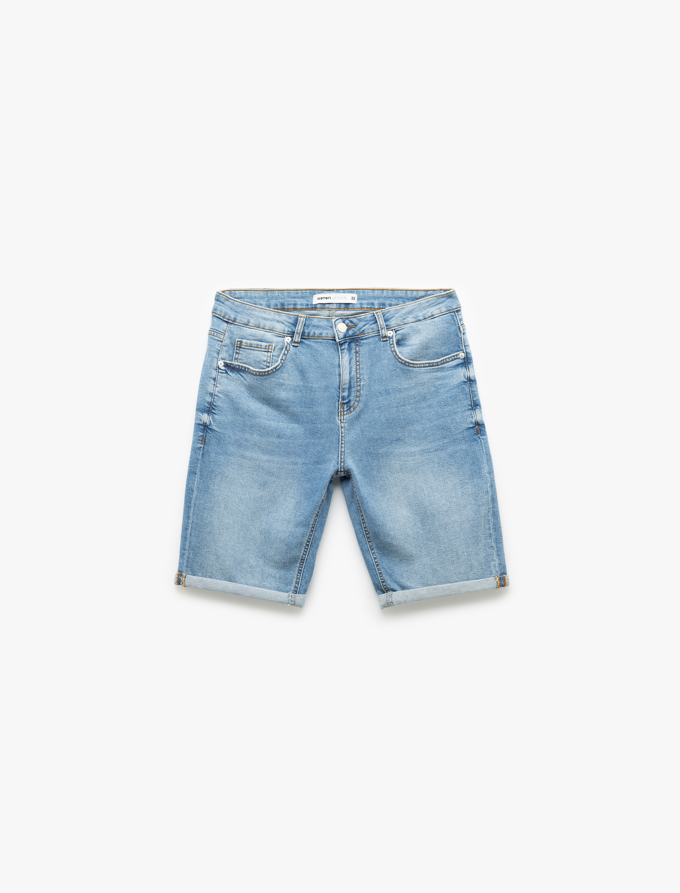 Oversize Kot Şort Bermuda Cep Detaylı Pamuklu