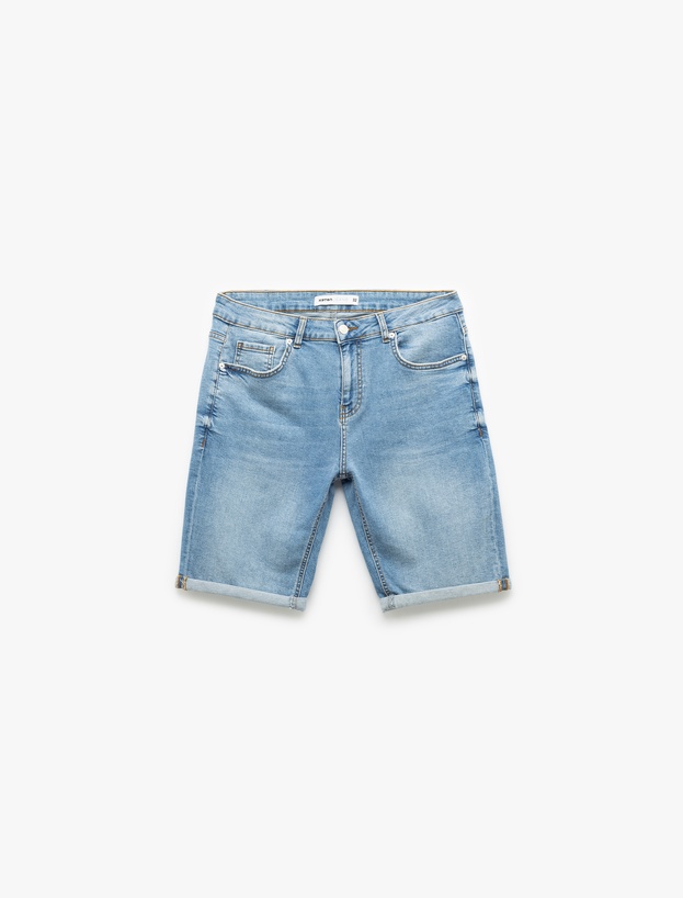 Oversize Kot Şort Bermuda Cep Detaylı Pamuklu_3