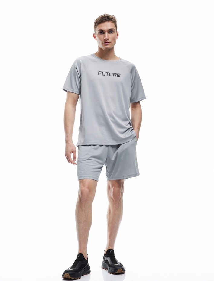  Beli Bağcıklı Cep Detaylı Baskılı Spor Şort