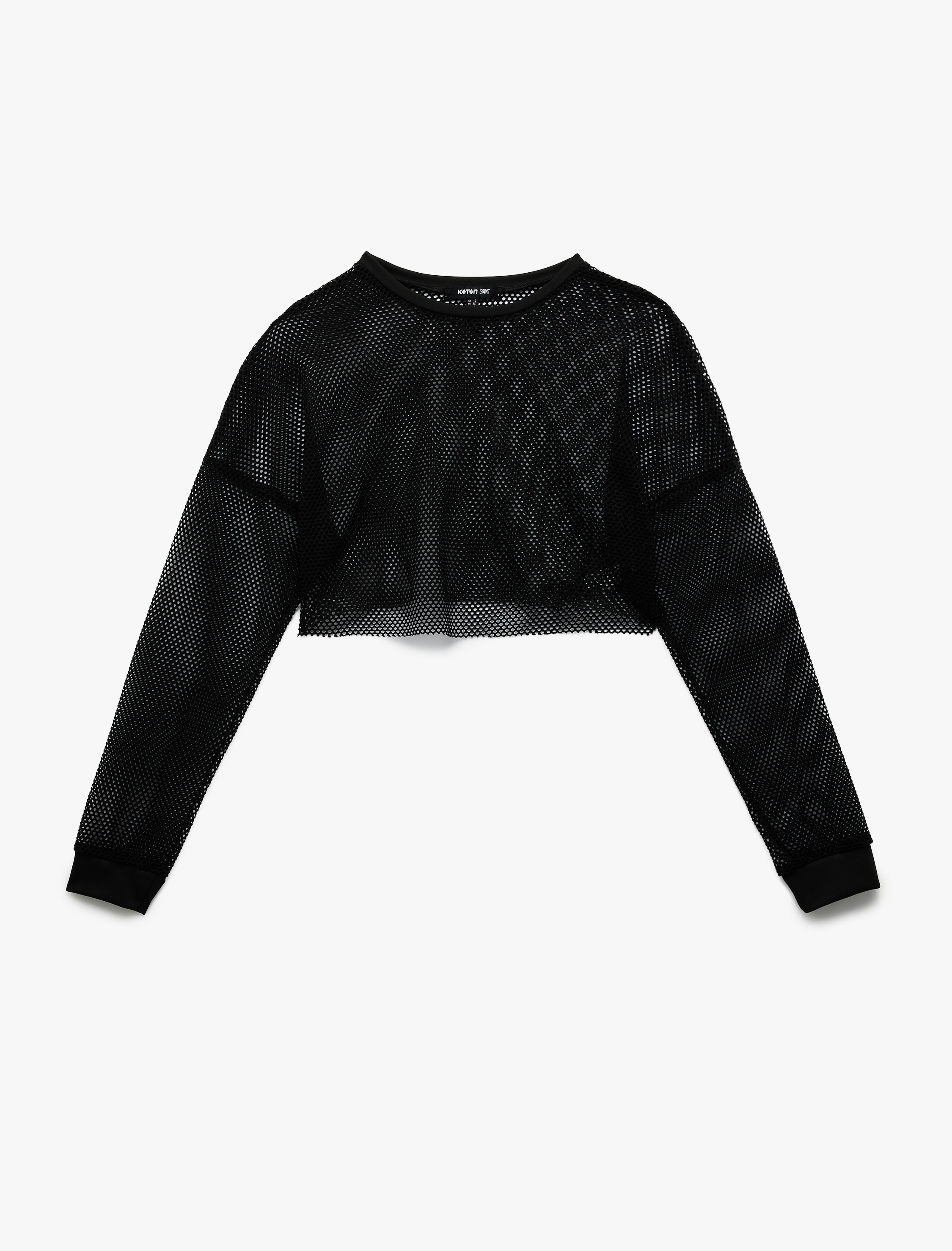 Bisiklet Yaka Uzun Kollu File Crop Spor Tişört