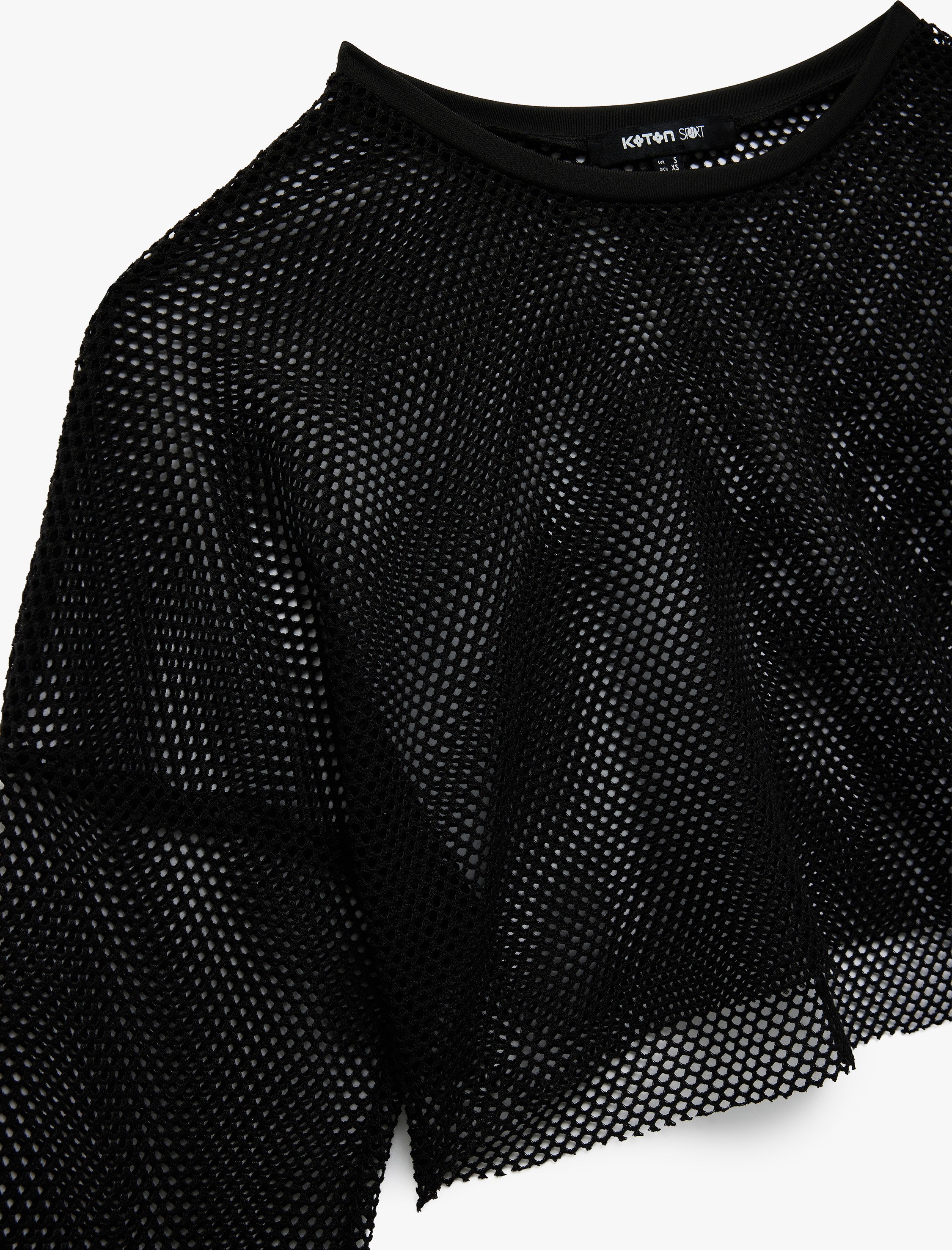 Bisiklet Yaka Uzun Kollu File Crop Spor Tişört