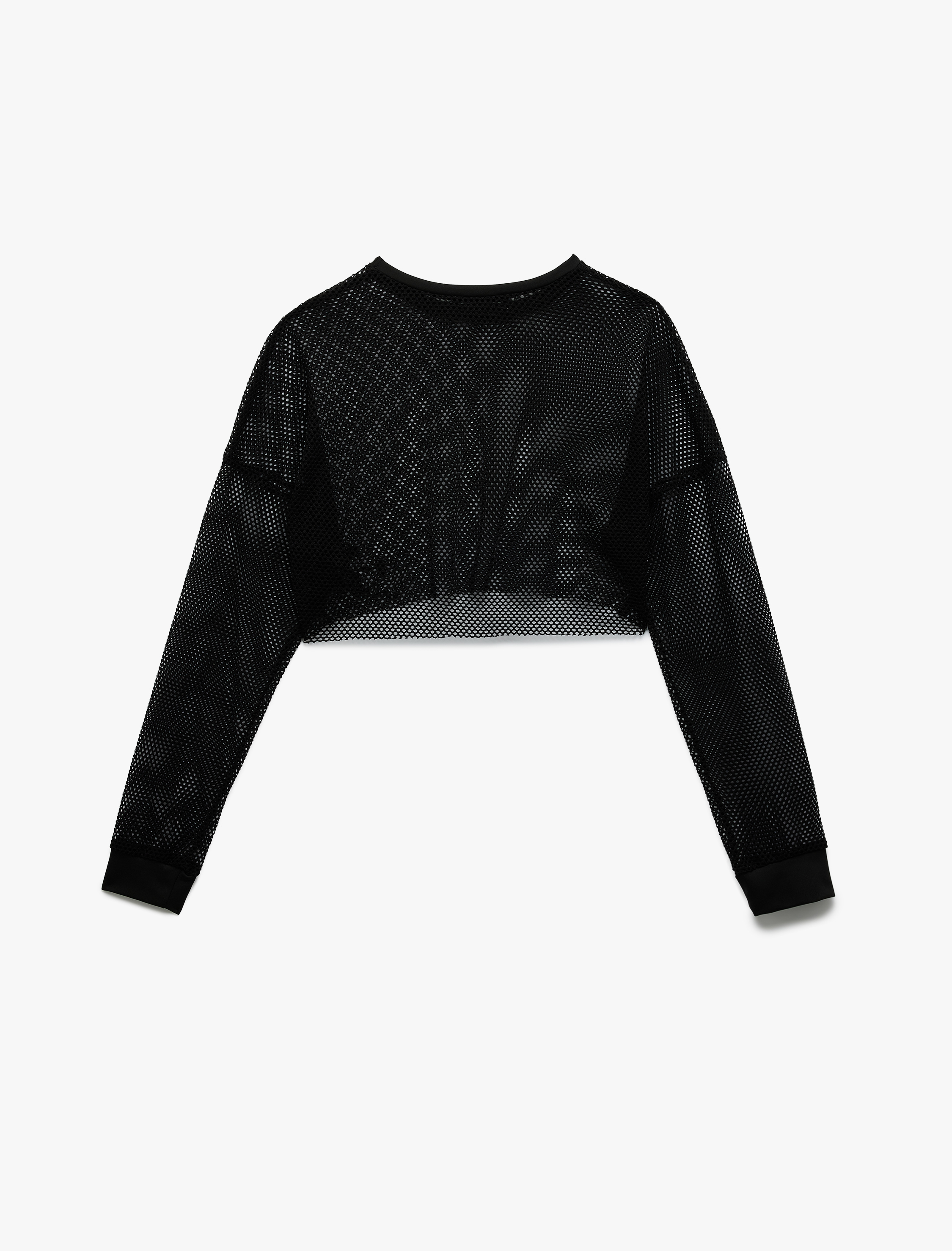 Bisiklet Yaka Uzun Kollu File Crop Spor Tişört