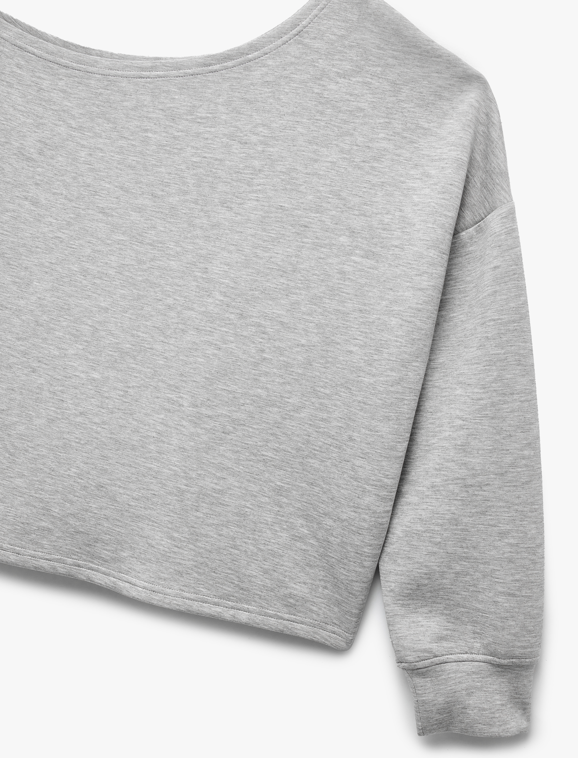   Scuba Kumaş Uzun Kollu Asimetrik Yaka Omuzu Açık Sweatshirt