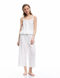 Pamuklu Beli Bağlamalı Lastikli Bol Paça Pijama Altı