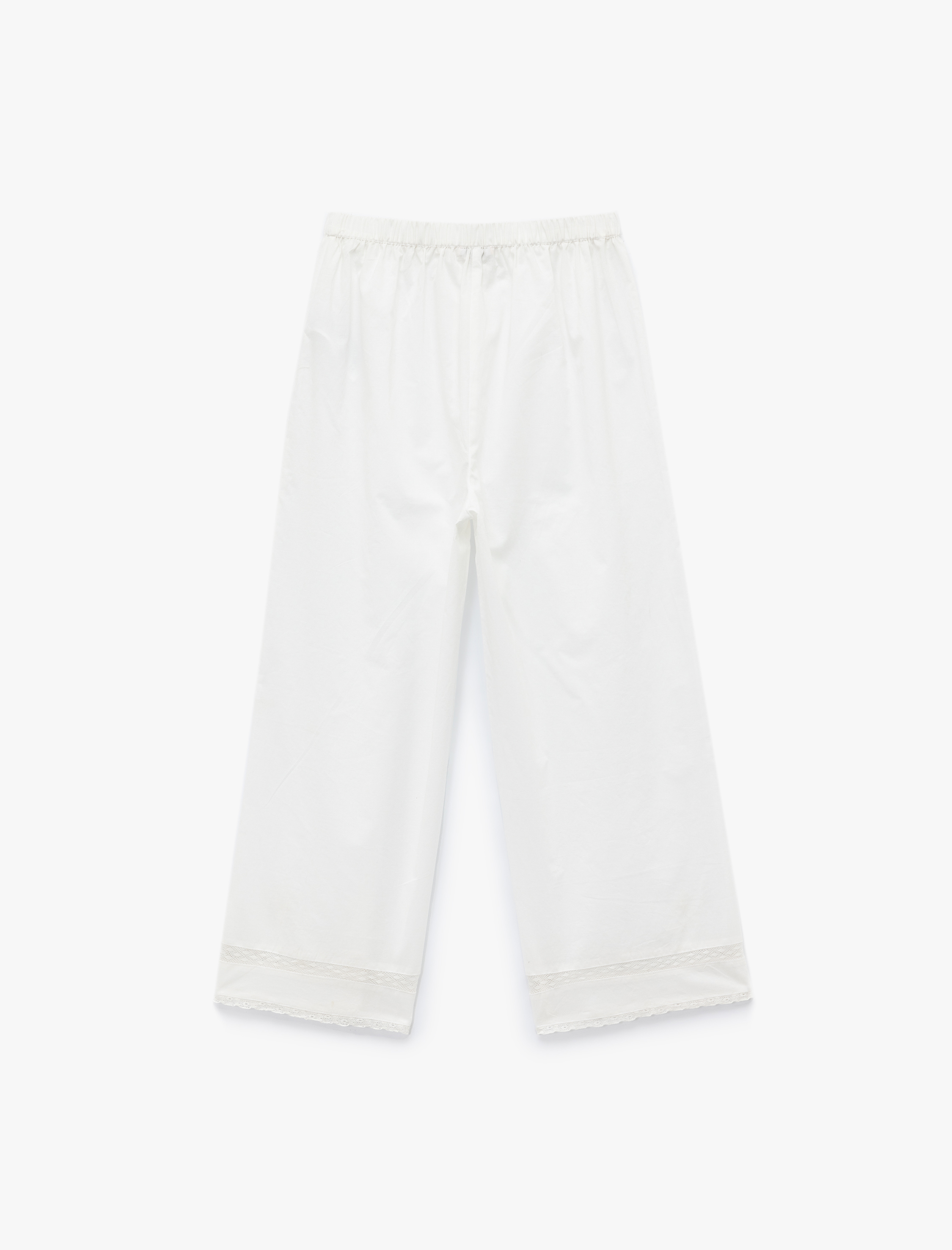   Pamuklu Beli Bağlamalı Lastikli Bol Paça Pijama Altı