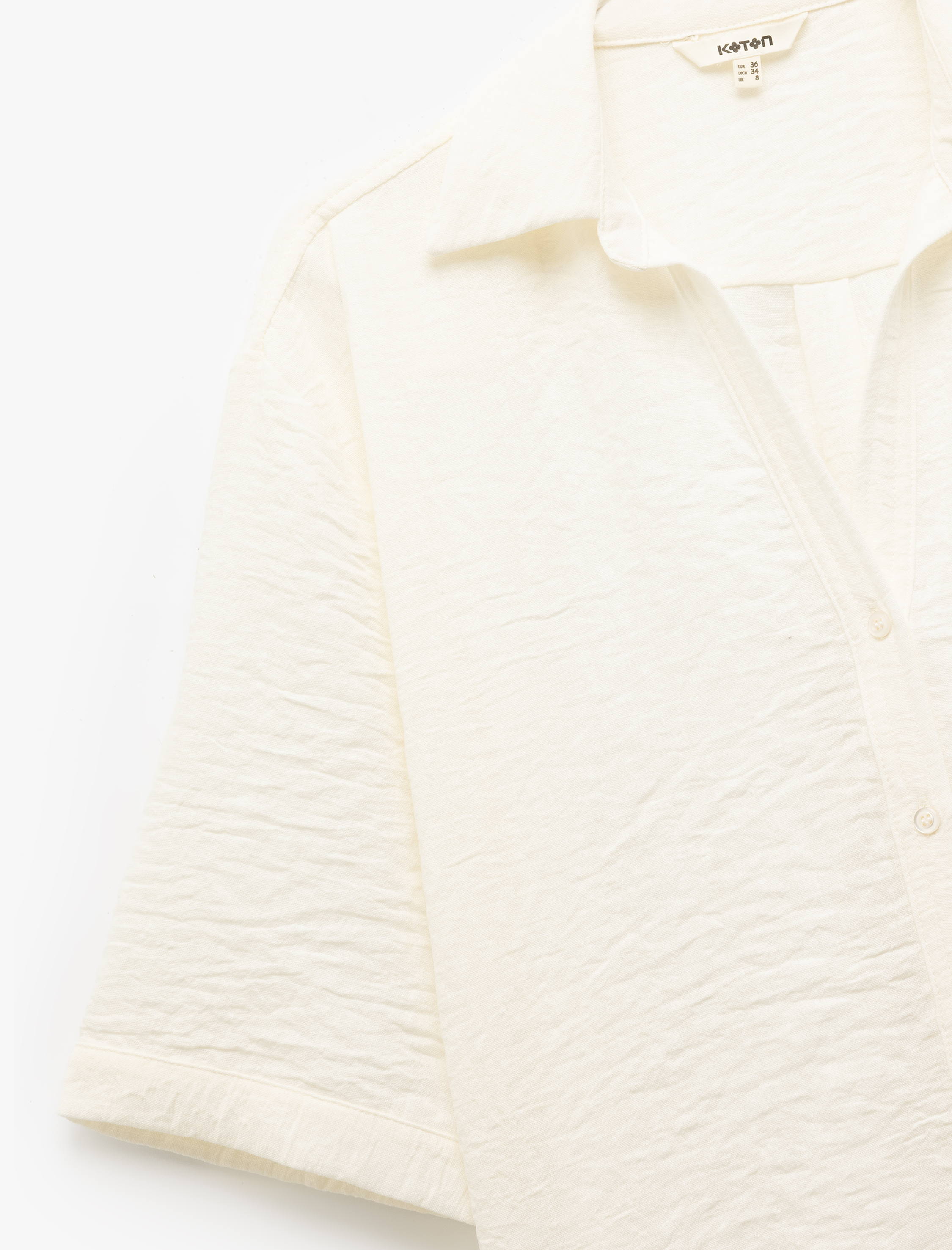 Klasik Yaka Dirsek Boy Kısa Kollu Oversize Gömlek