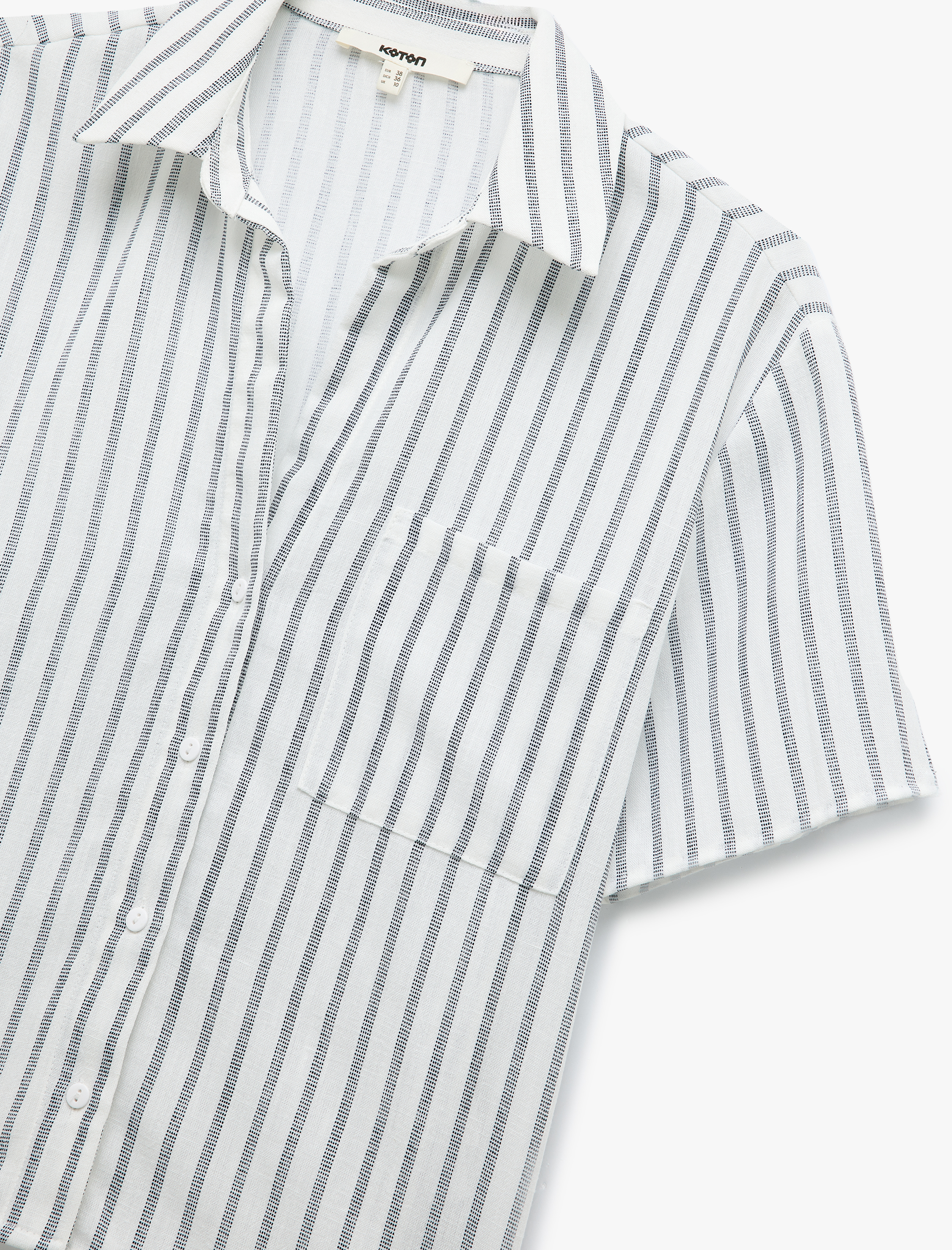   Tek Cep Detaylı Kısa Kollu Çizgili Gömlek