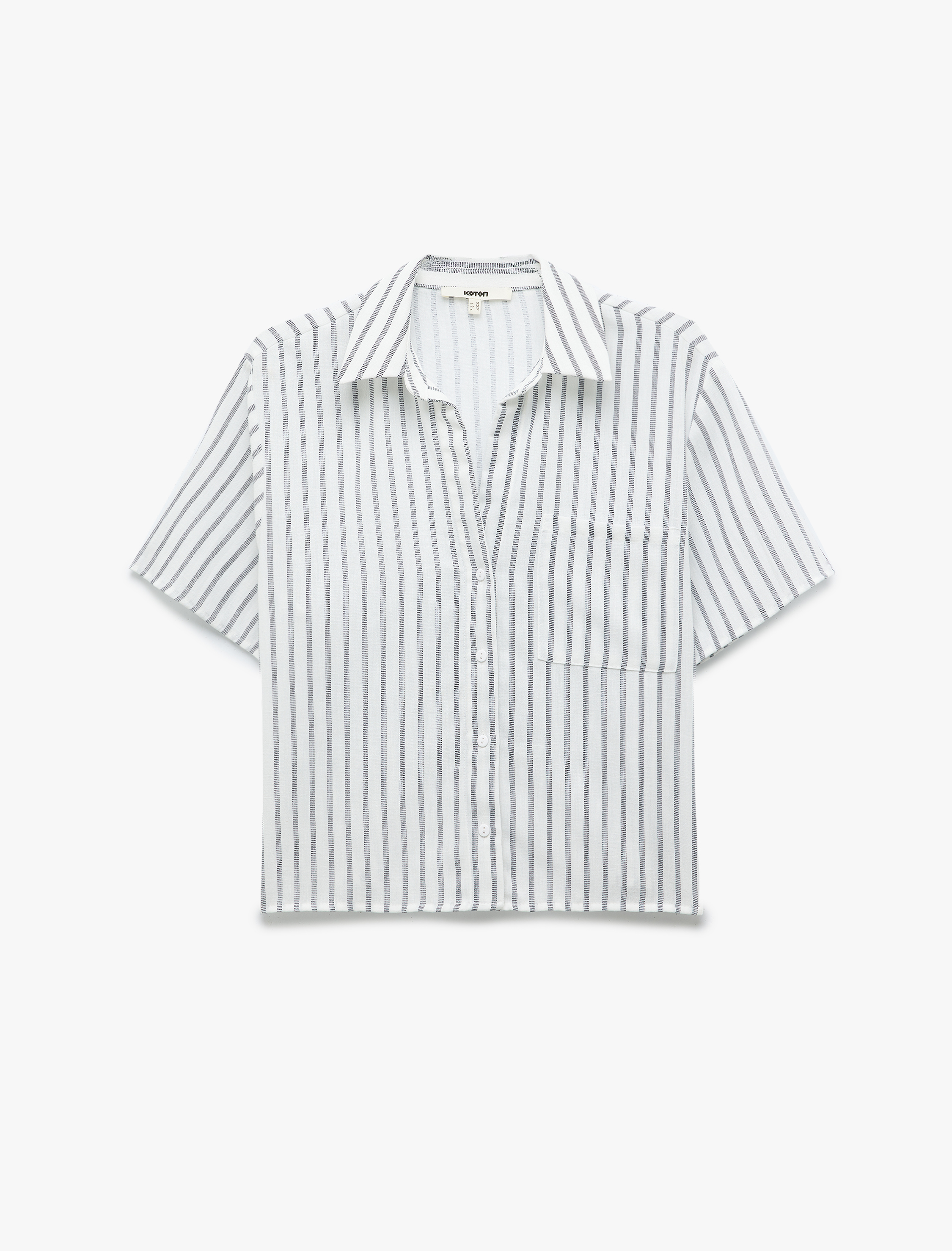   Tek Cep Detaylı Kısa Kollu Çizgili Gömlek