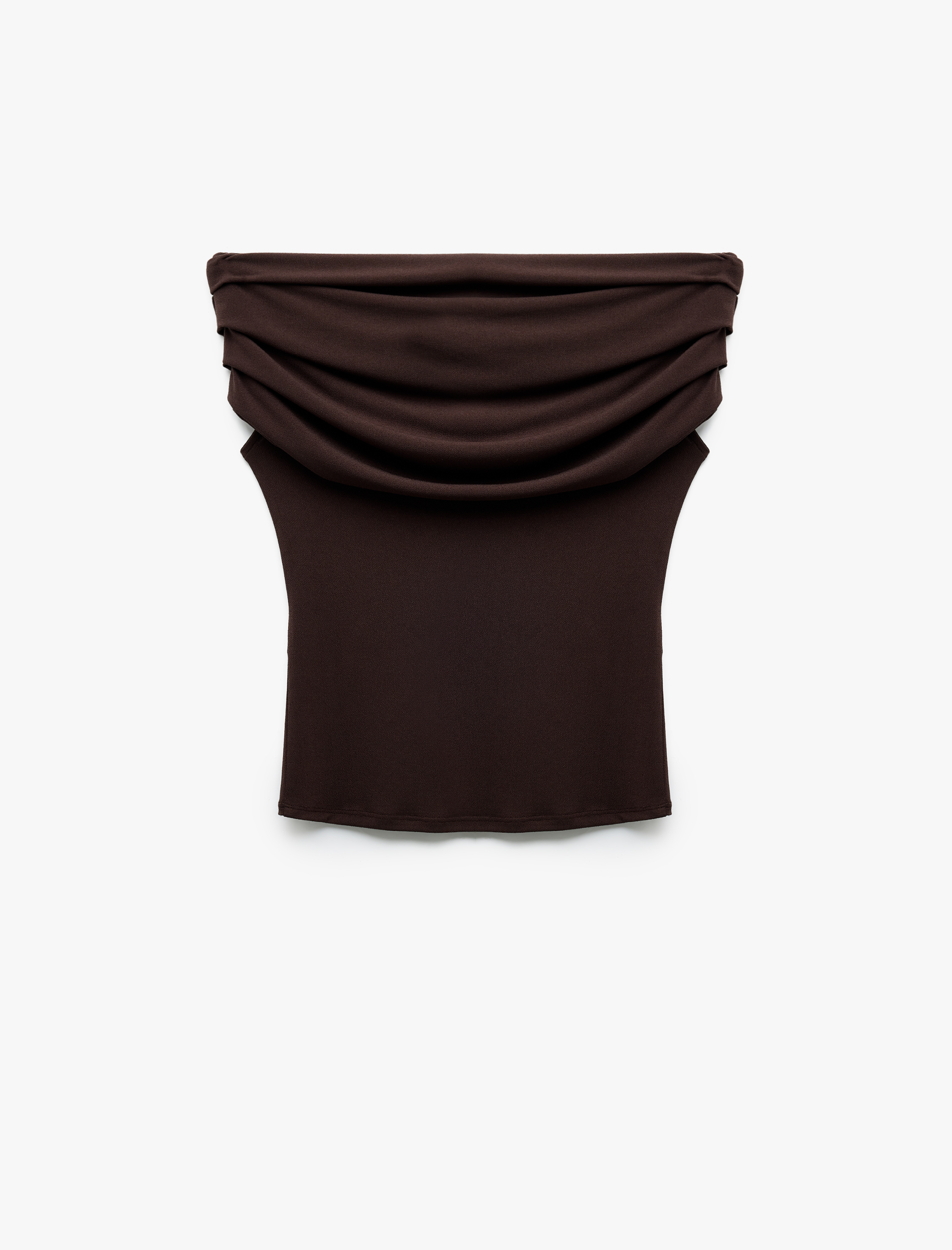   Krep Kumaş Drape Detaylı Straplez Bluz