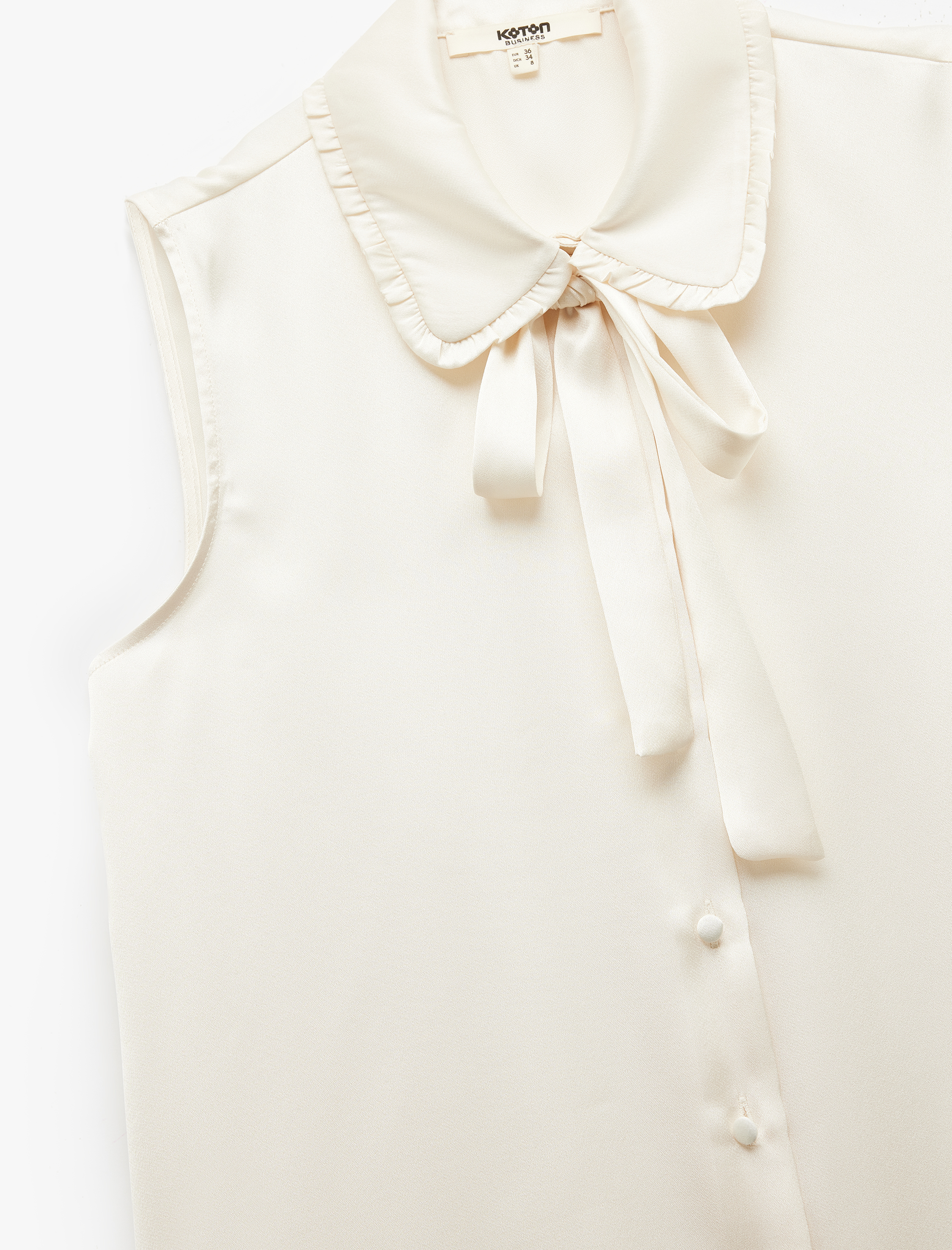   Bağlama Detaylı Bebe Yaka Saten Kolsuz Gömlek