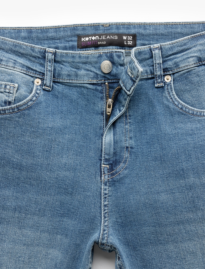   Normal Bel Cep Detaylı Pamuklu Slim Fit Jean Pantolon - Brad Jean