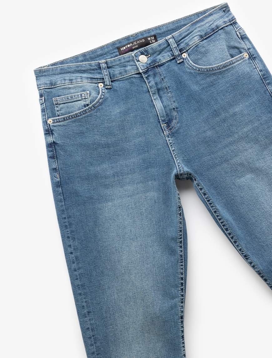   Normal Bel Cep Detaylı Pamuklu Slim Fit Jean Pantolon - Brad Jean