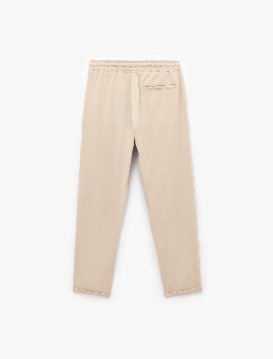   Viskon Cep Detaylı Tapered Beli Bağcıklı Eşofman Pantolon