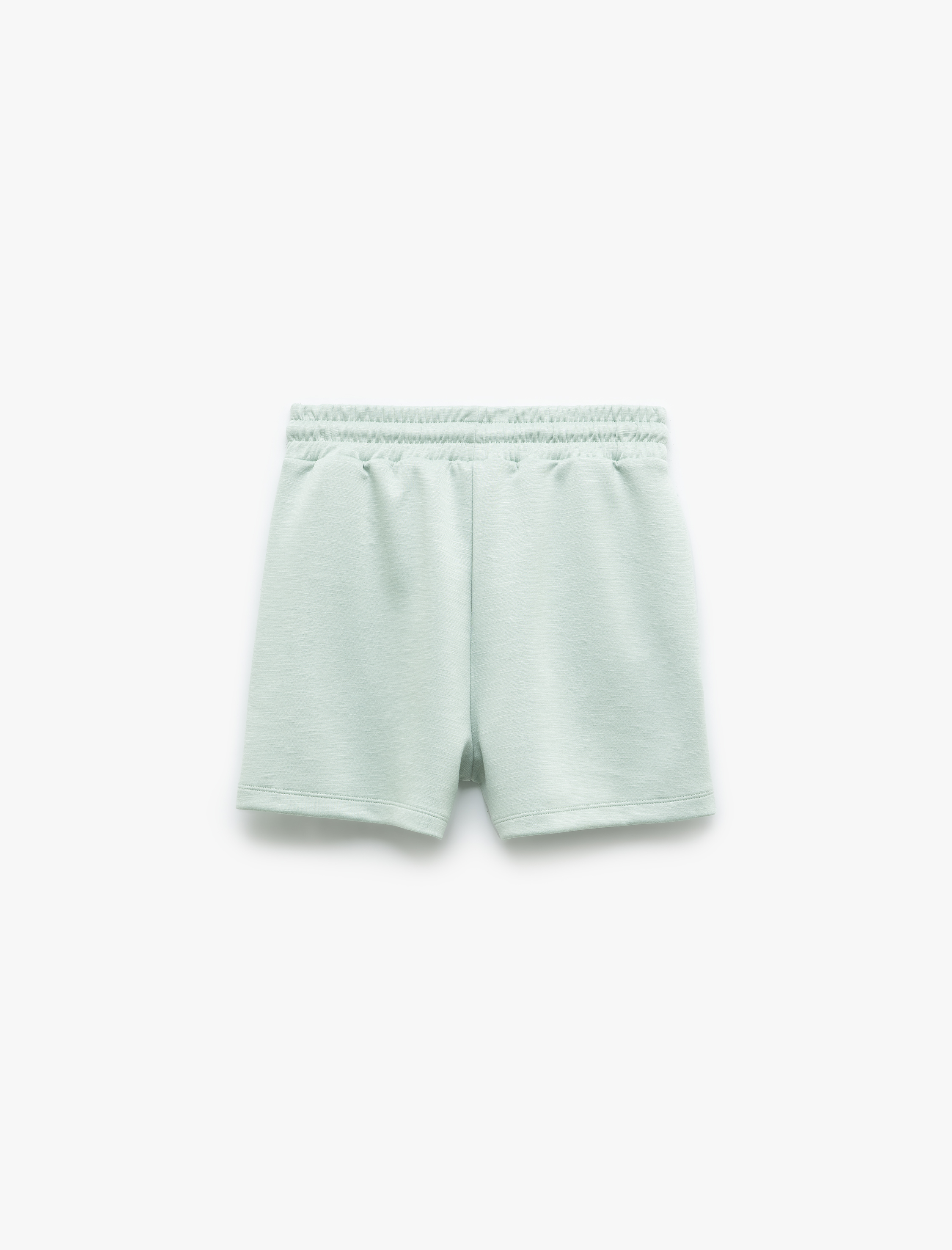   Scuba Kumaş Beli Lastikli Bağlamalı Cep Detaylı Mini Şort