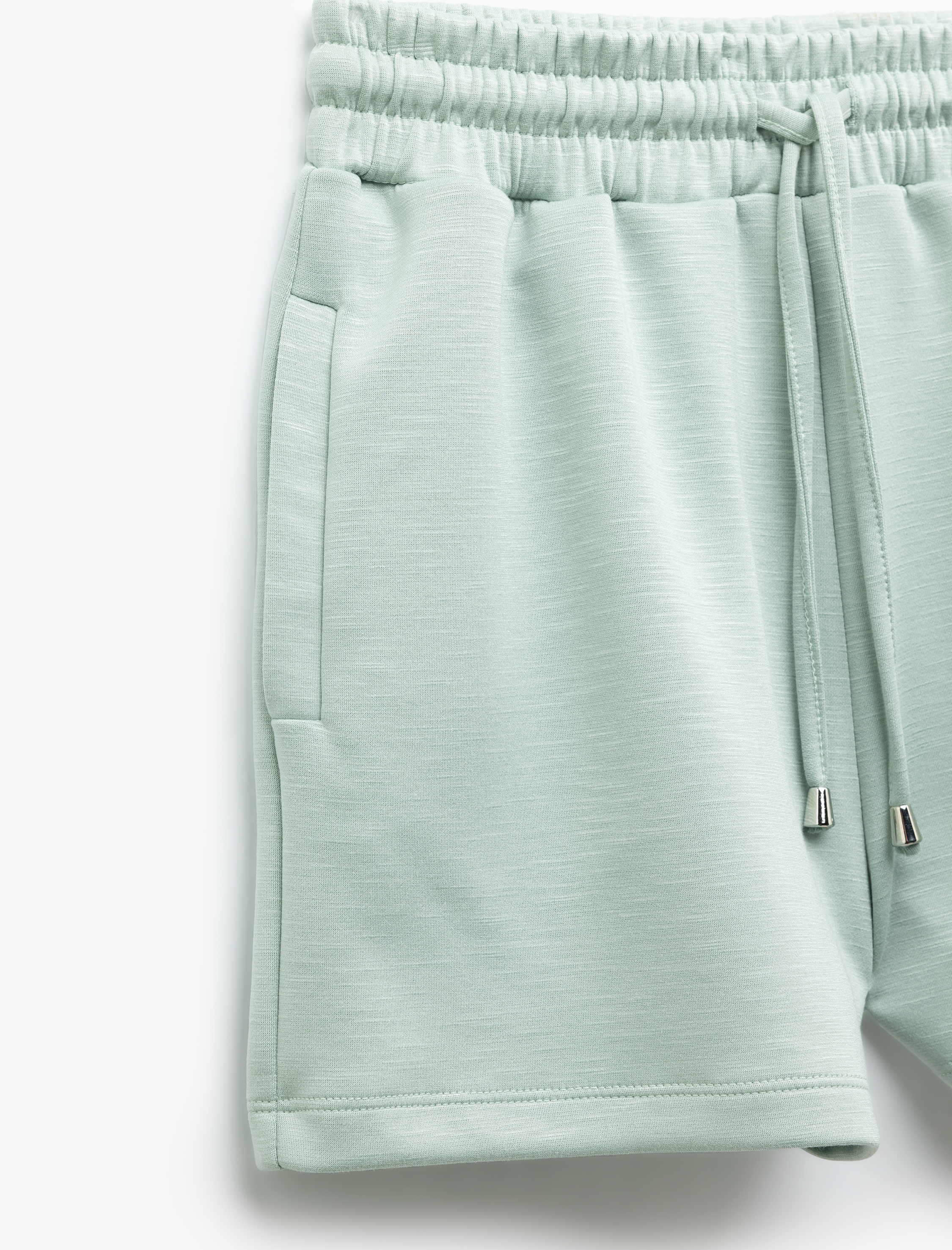   Scuba Kumaş Beli Lastikli Bağlamalı Cep Detaylı Mini Şort