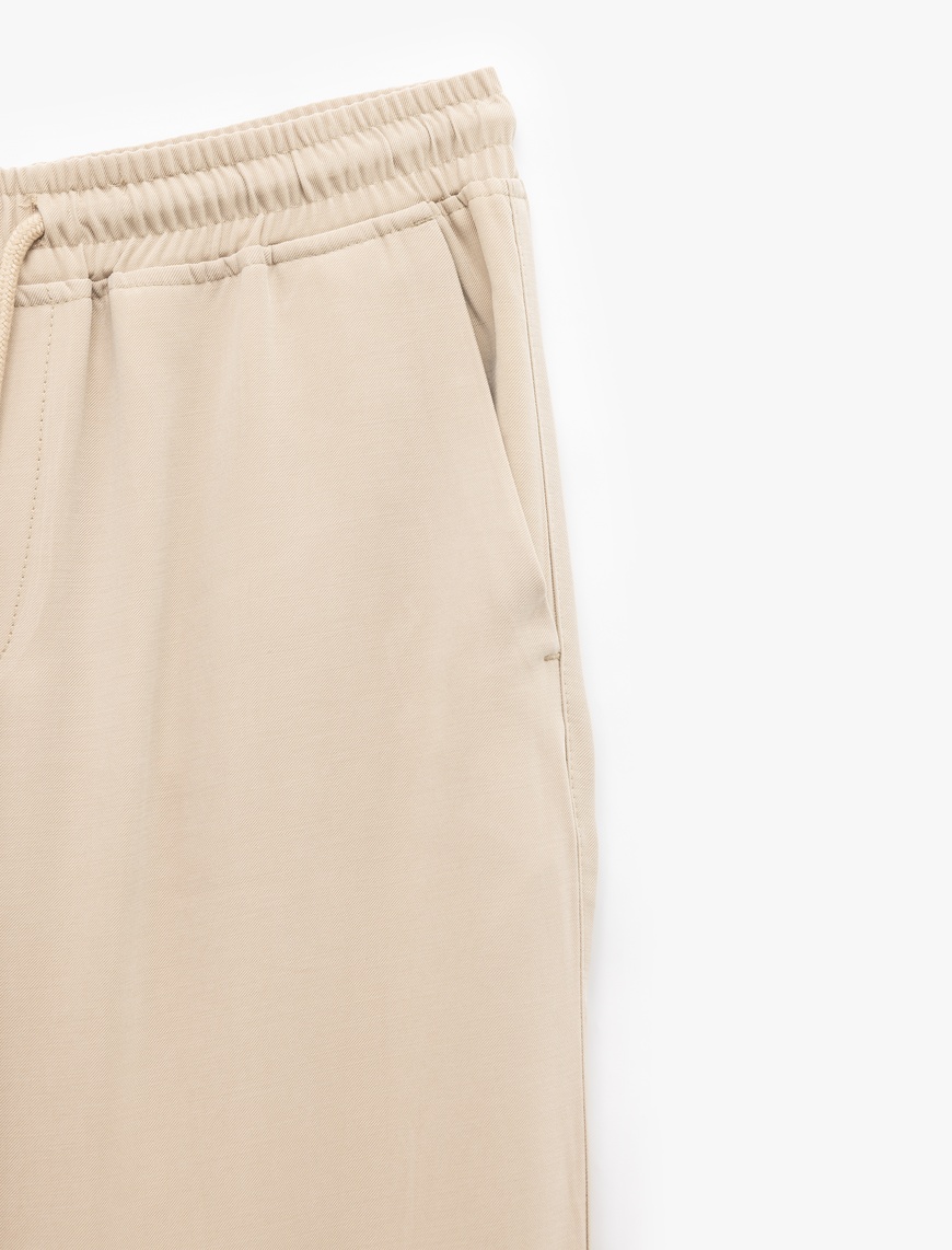   Viskon Cep Detaylı Tapered Beli Bağcıklı Eşofman Pantolon
