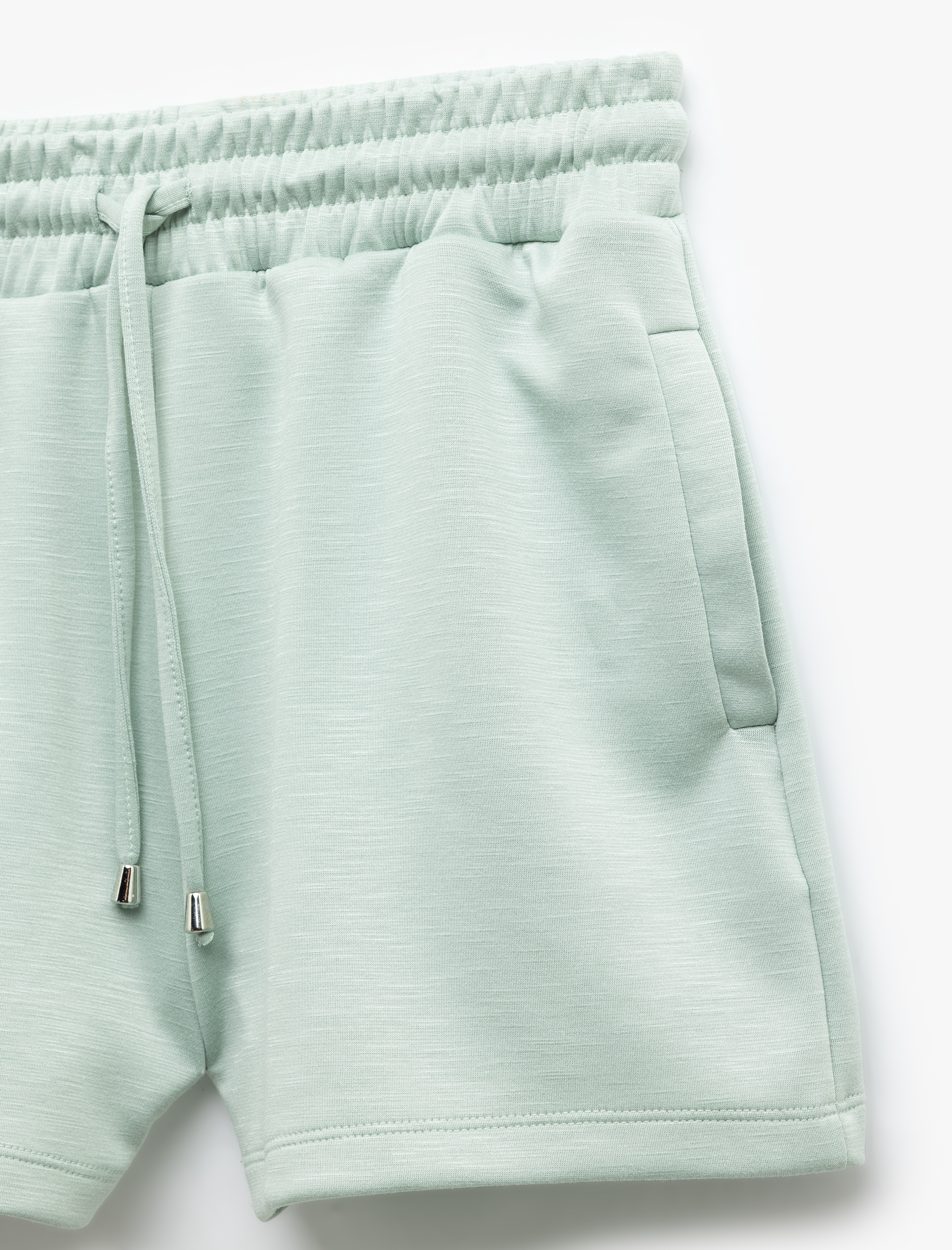   Scuba Kumaş Beli Lastikli Bağlamalı Cep Detaylı Mini Şort