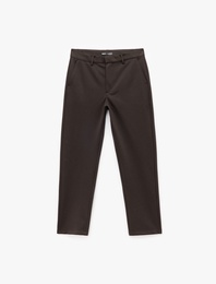 Viskon Karışımlı Pike Kumaş Katlamalı Paça Slim Fit Chino Pantolon