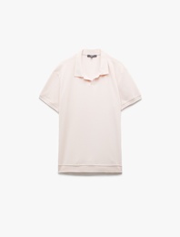 Pamuklu Kısa Kollu Dokulu Regular Fit Polo Yaka Tişört