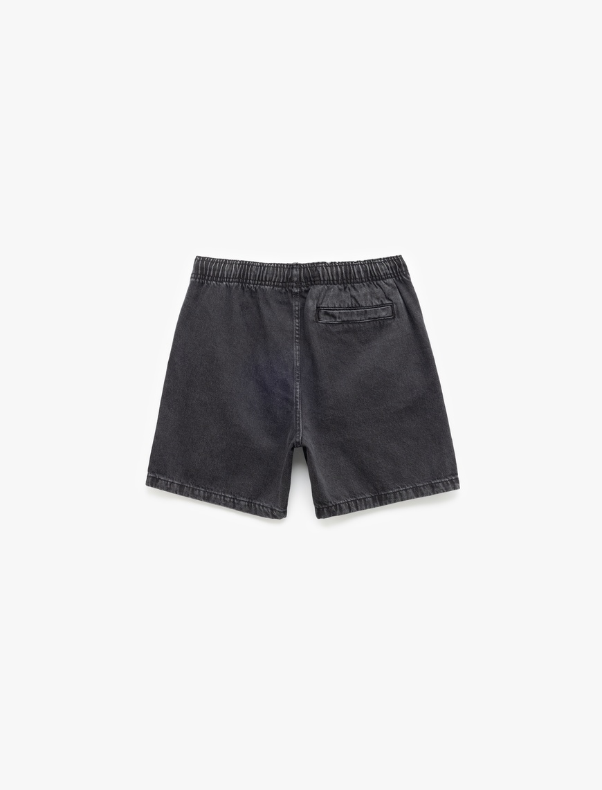   Oversize Kot Şort Bermuda Cep Detaylı Pamuklu