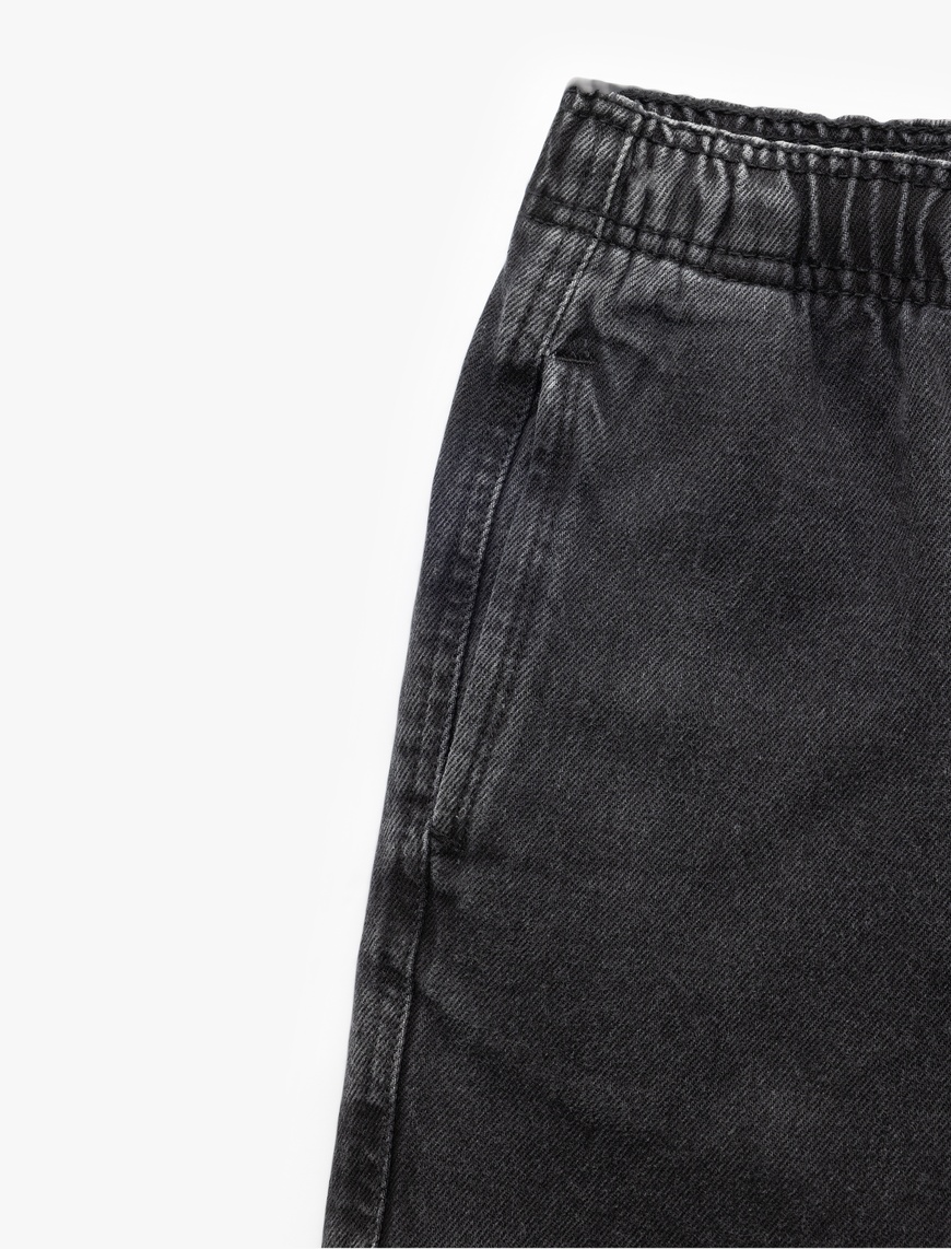   Oversize Kot Şort Bermuda Cep Detaylı Pamuklu