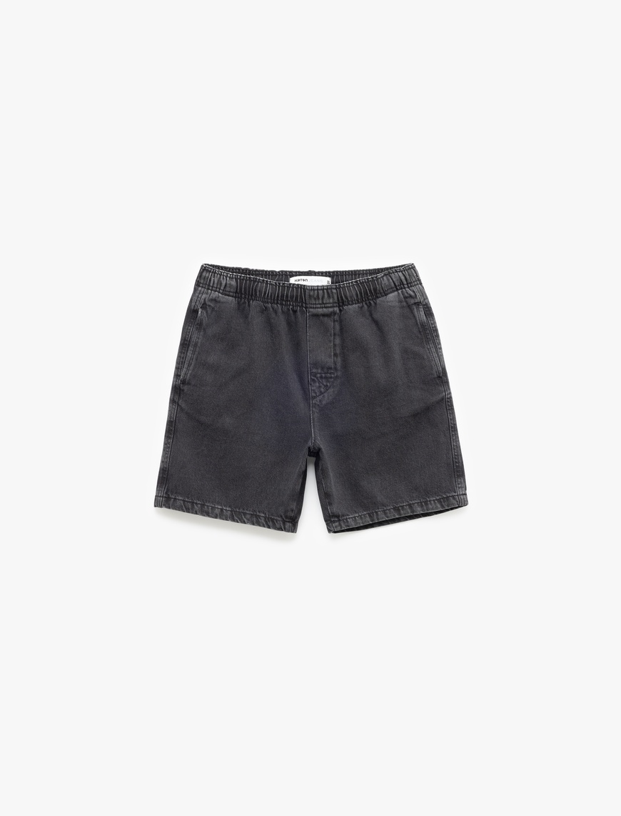   Oversize Kot Şort Bermuda Cep Detaylı Pamuklu