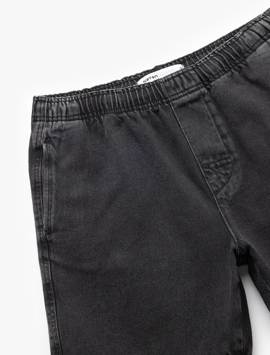   Oversize Kot Şort Bermuda Cep Detaylı Pamuklu