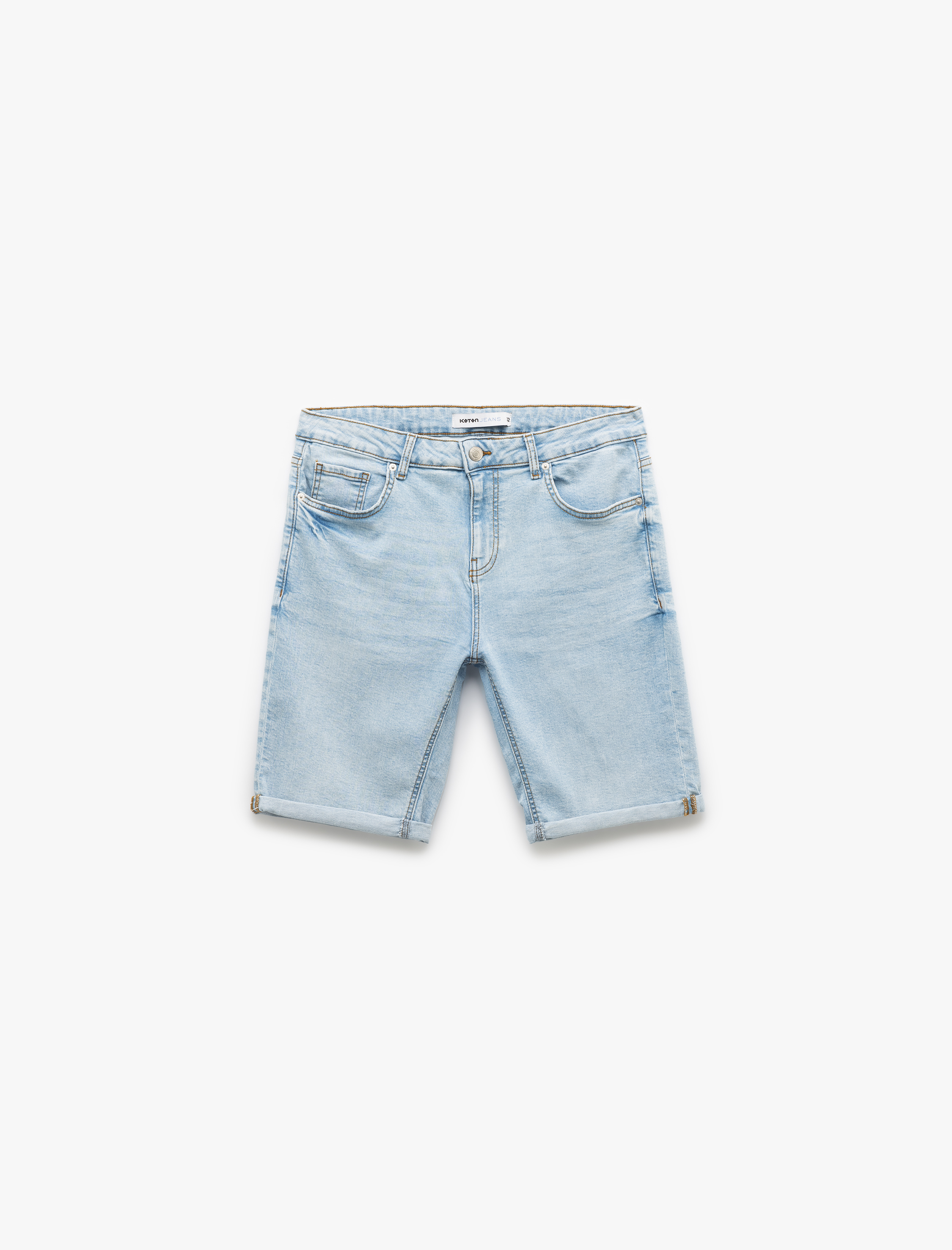   Oversize Kot Şort Bermuda Cep Detaylı Pamuklu