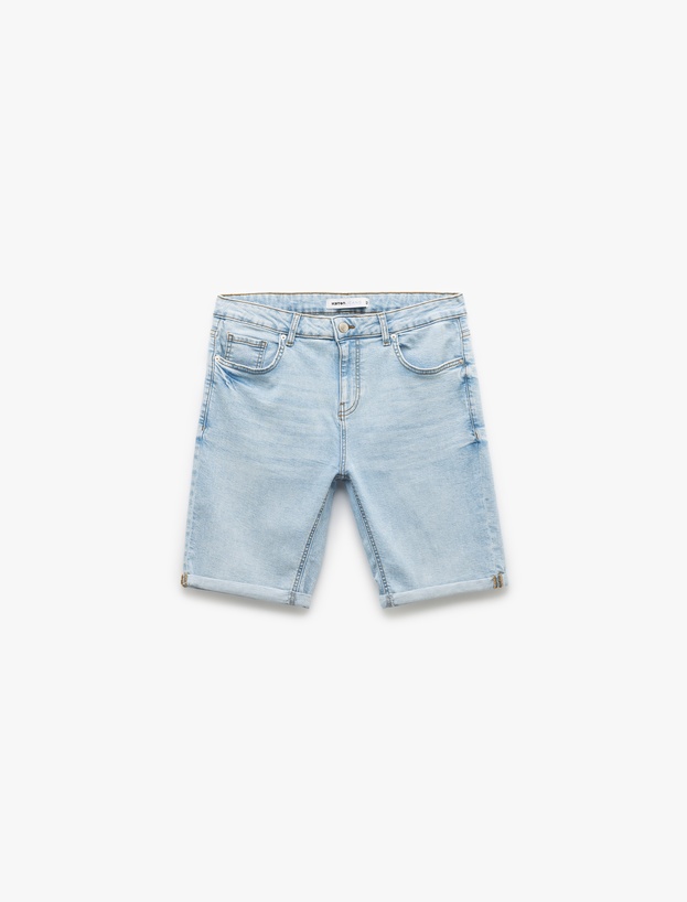 Oversize Kot Şort Bermuda Cep Detaylı Pamuklu_3