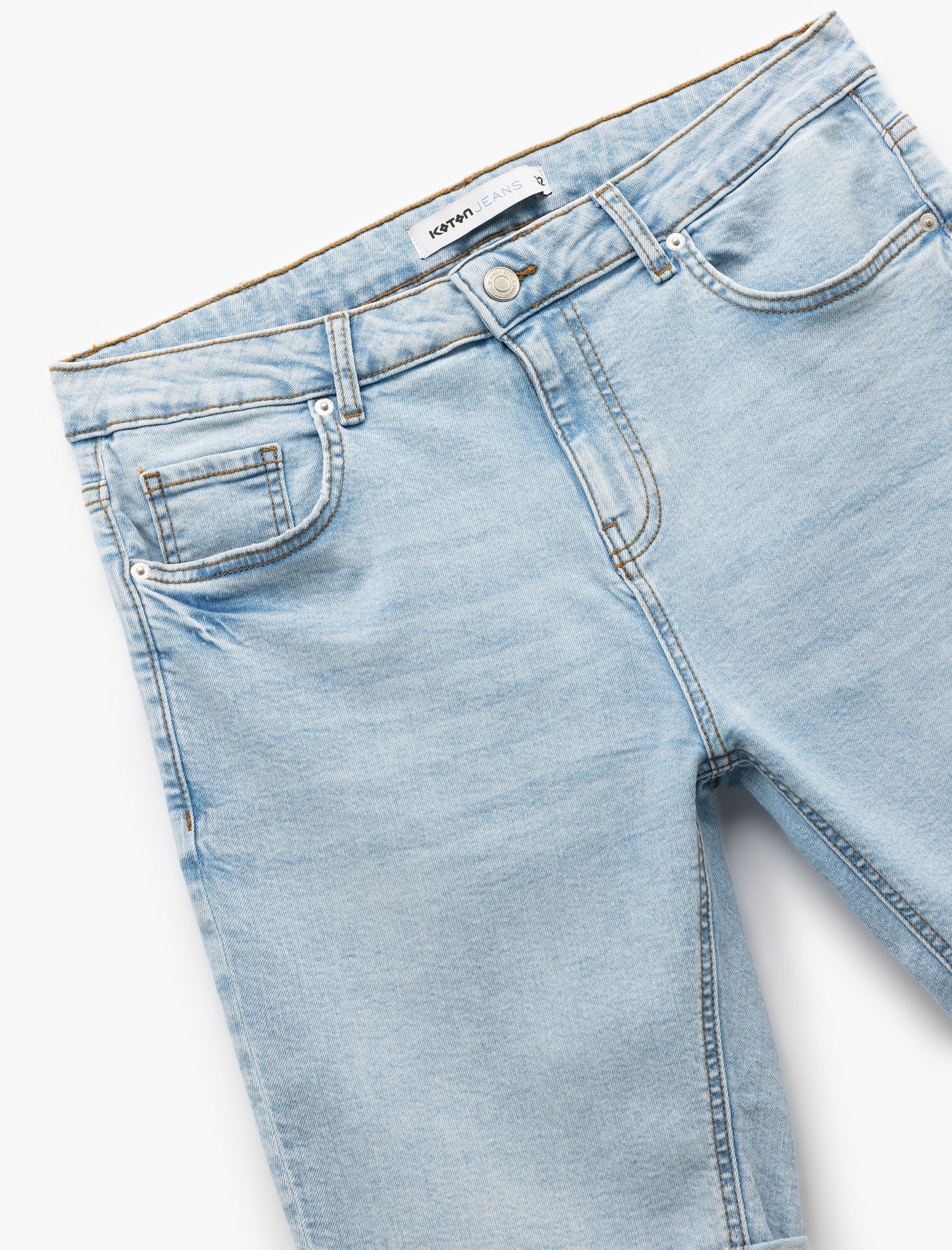   Oversize Kot Şort Bermuda Cep Detaylı Pamuklu