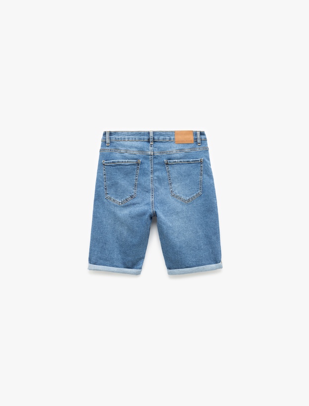 Oversize Kot Şort Bermuda Cep Detaylı Pamuklu_4