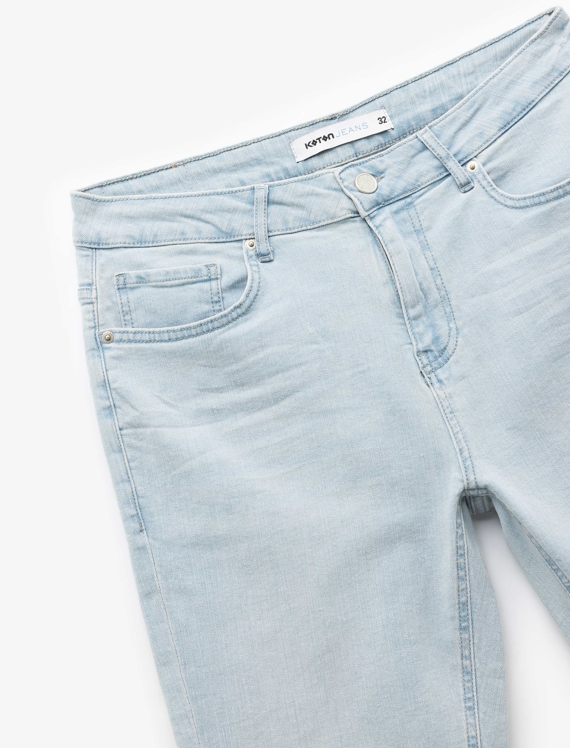 Kot Şort Slim Fit Cep Detaylı Pamuklu