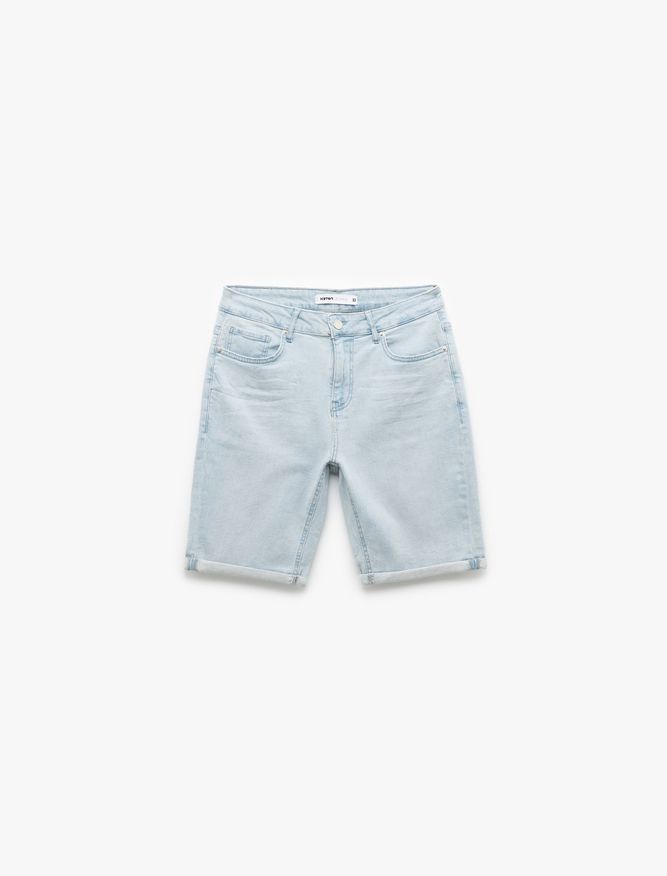 Kot Şort Slim Fit Cep Detaylı Pamuklu