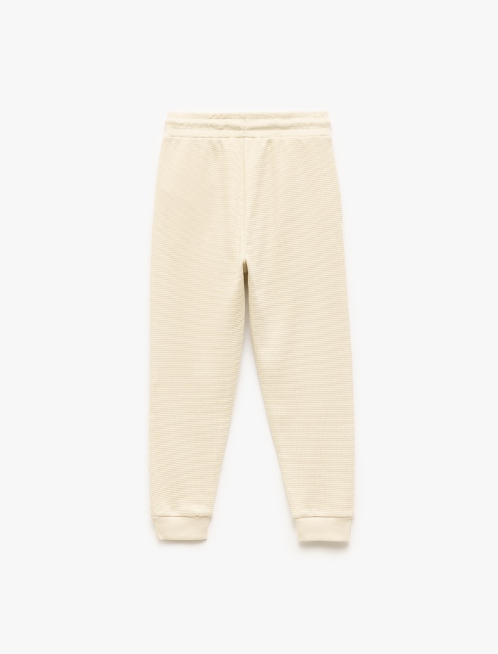 Erkek Çocuk Pamuklu Beli Bağcıklı Dokulu Basic Jogger Eşofman Altı