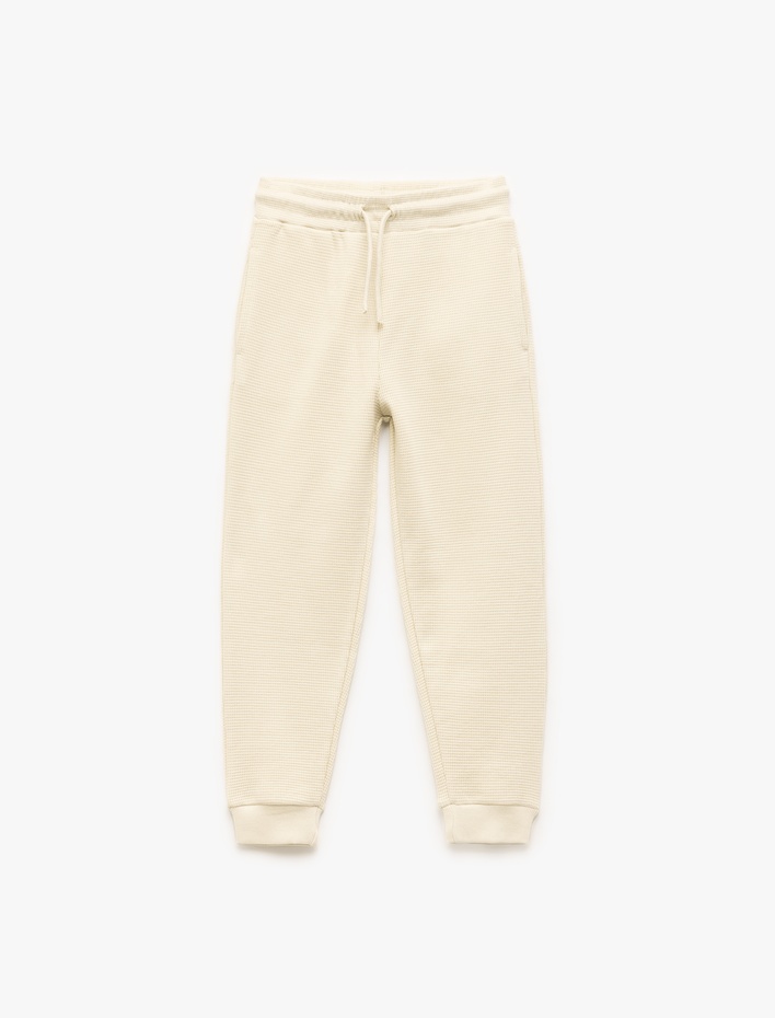 Erkek Çocuk Pamuklu Beli Bağcıklı Dokulu Basic Jogger Eşofman Altı