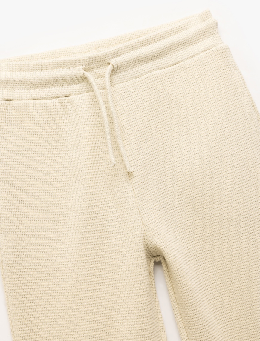  Erkek Çocuk Pamuklu Beli Bağcıklı Dokulu Basic Jogger Eşofman Altı
