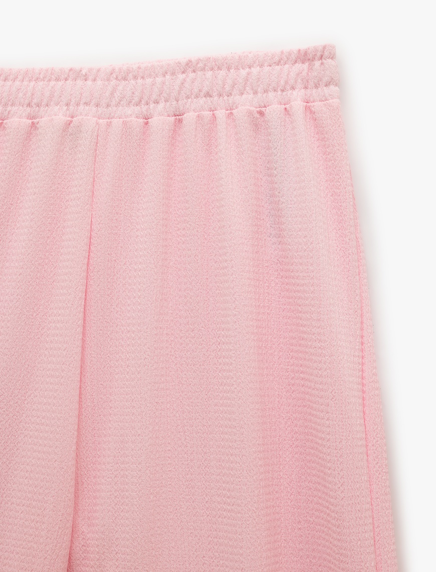   Bürümcük Kumaş Beli Lastikli Uzun Geniş Paça Pantolon