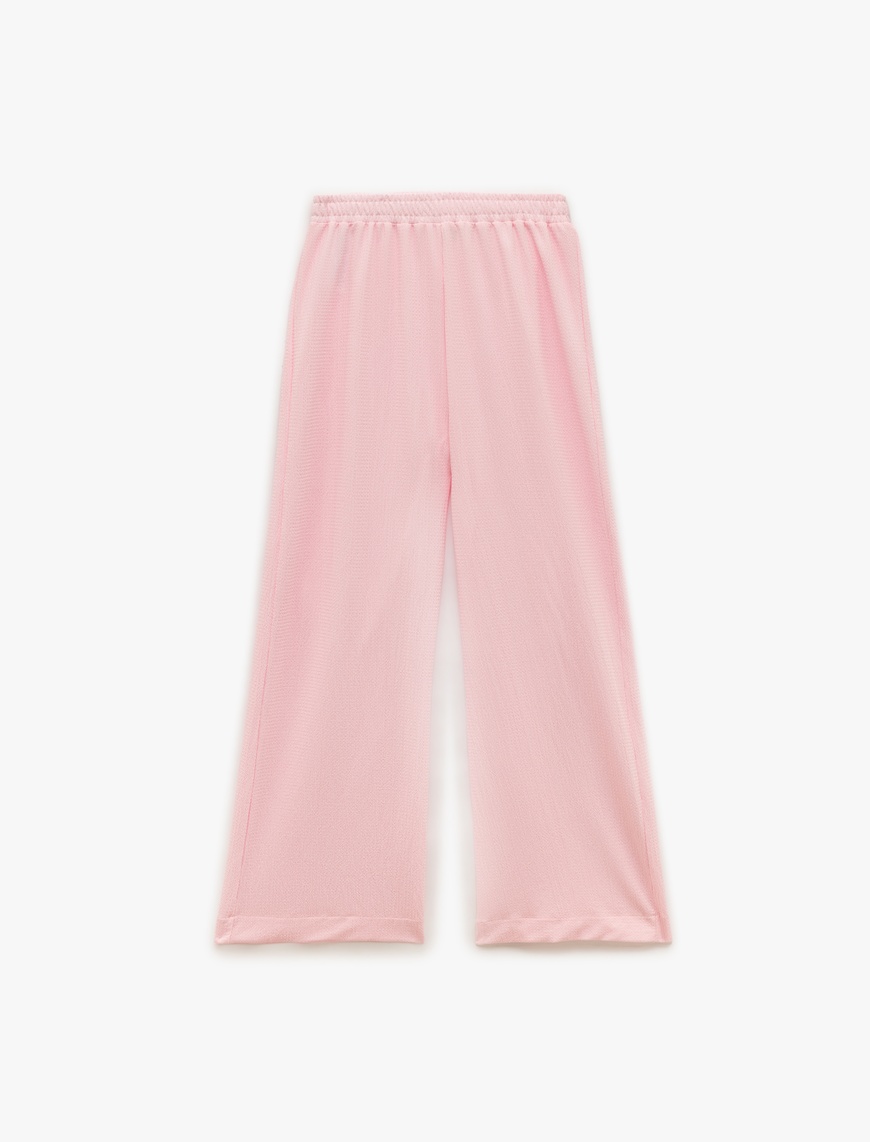   Bürümcük Kumaş Beli Lastikli Uzun Geniş Paça Pantolon
