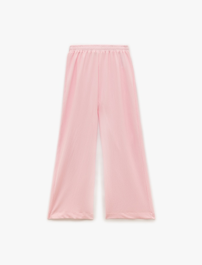  Bürümcük Kumaş Beli Lastikli Uzun Geniş Paça Pantolon