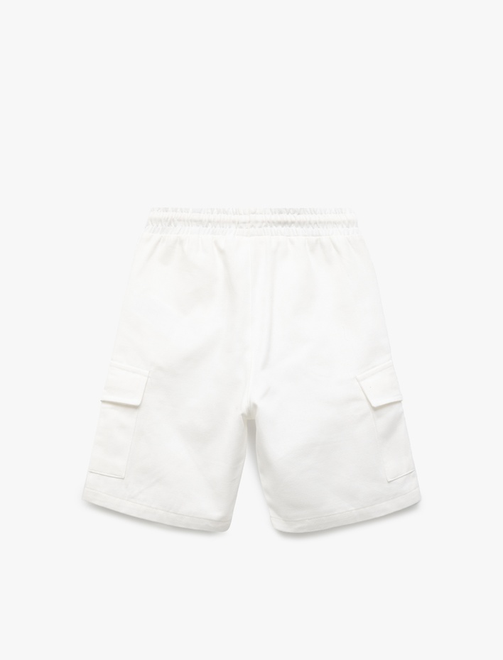 Erkek Çocuk Pamuklu Düğmeli Bermuda Cep Detaylı Gabardin Şort