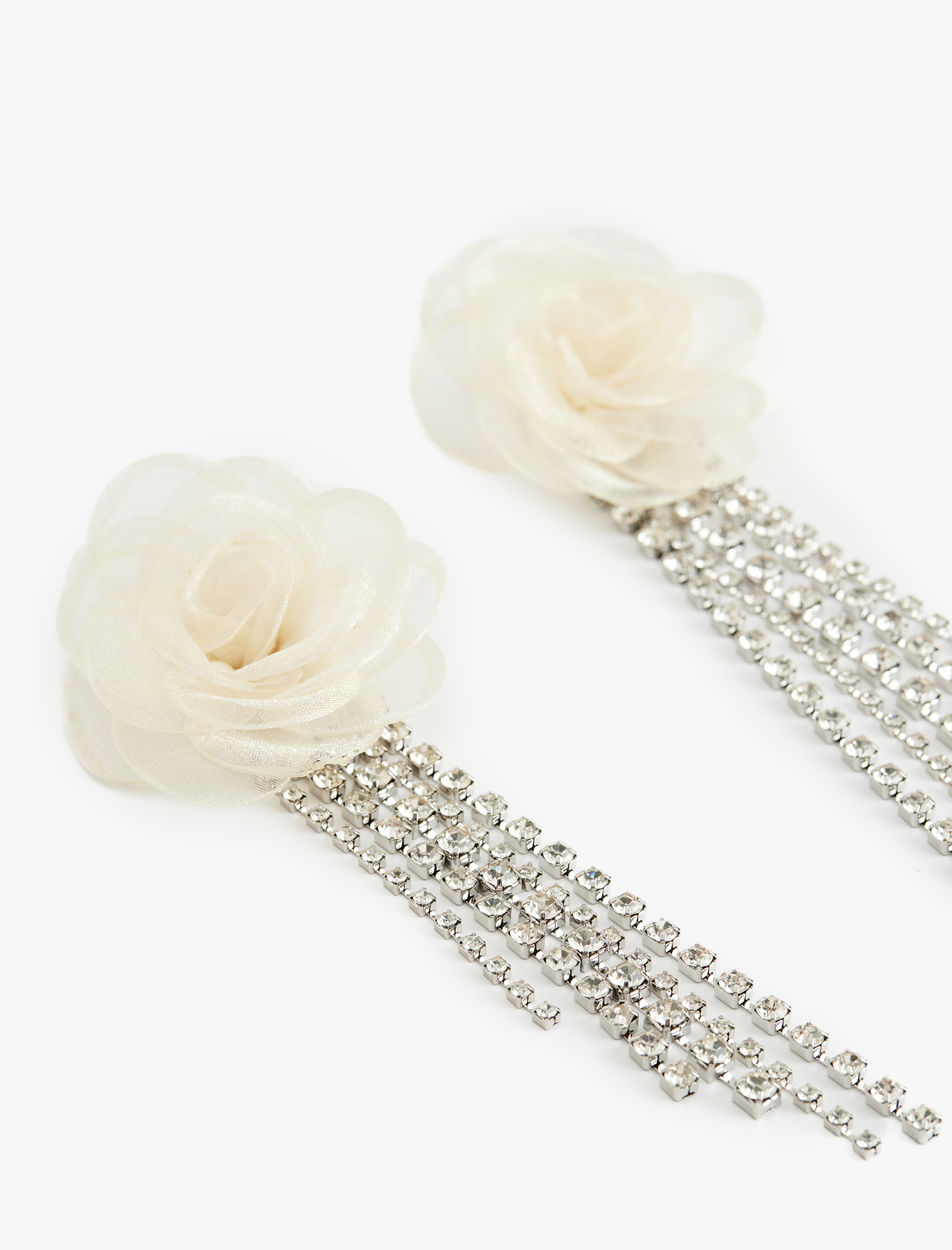  Kadın Büyük Boy Sallantılı Taş Detaylı Çiçek Küpe