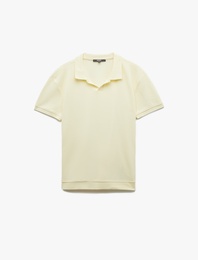 Pamuklu Kısa Kollu Dokulu Regular Fit Polo Yaka Tişört