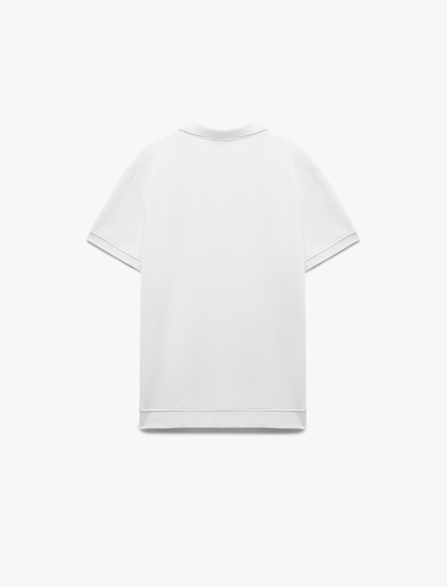   Pamuklu Kısa Kollu Dokulu Regular Fit Polo Yaka Tişört
