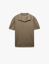 Pamuklu Kısa Kollu Dokulu Regular Fit Polo Yaka Tişört