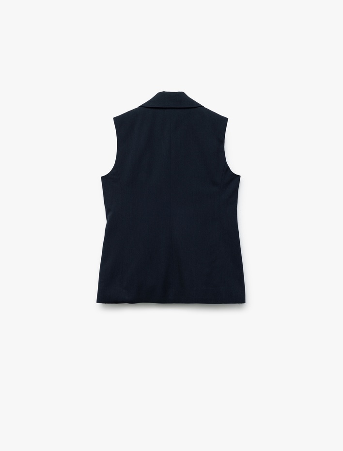 Kız Çocuk Kruvaze Yaka Kolsuz Viskon Karışımlı Basic Okul Yeleği