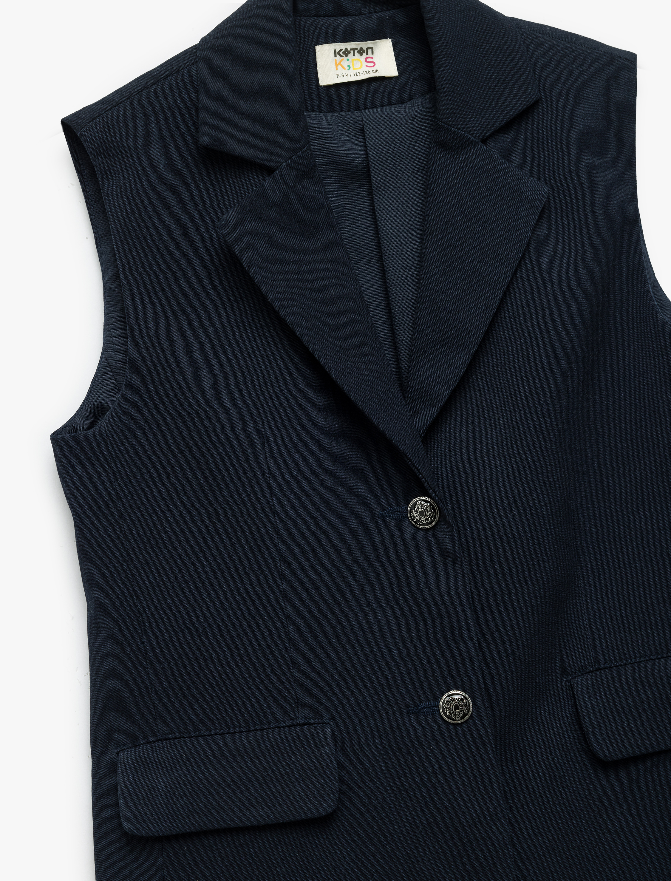  Kız Çocuk Kruvaze Yaka Kolsuz Viskon Karışımlı Basic Okul Yeleği