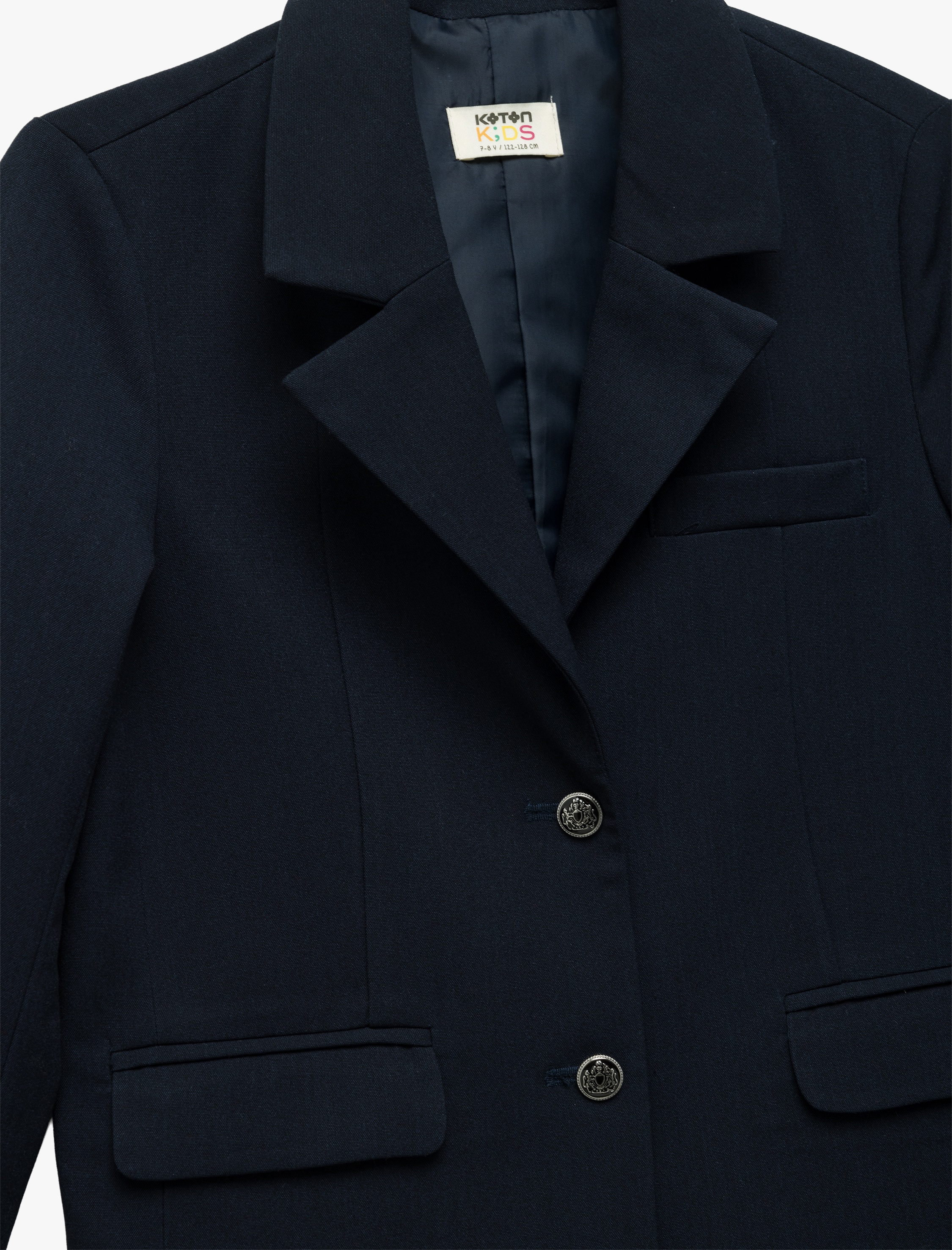  Kız Çocuk Viskon Karışımlı Kruvaze Yaka Uzun Kollu Basic Okul Ceketi